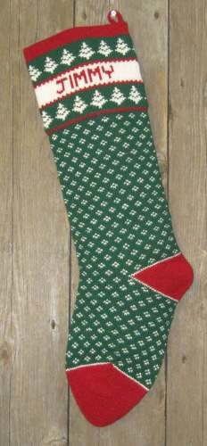 Nordic Style Tree Design Wool Knit Christmas Stocking