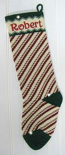 Candy Cane Stripe Personalized Knit Christmas Stocking