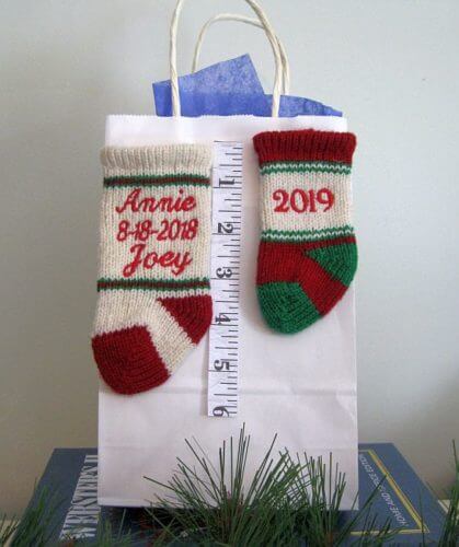 two sizes of Christmas stocking ornaments