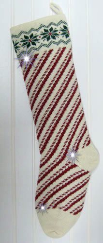 Candy Cane Knit Christmas Stocking