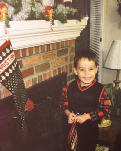 Litttle boy with Christmas stocking